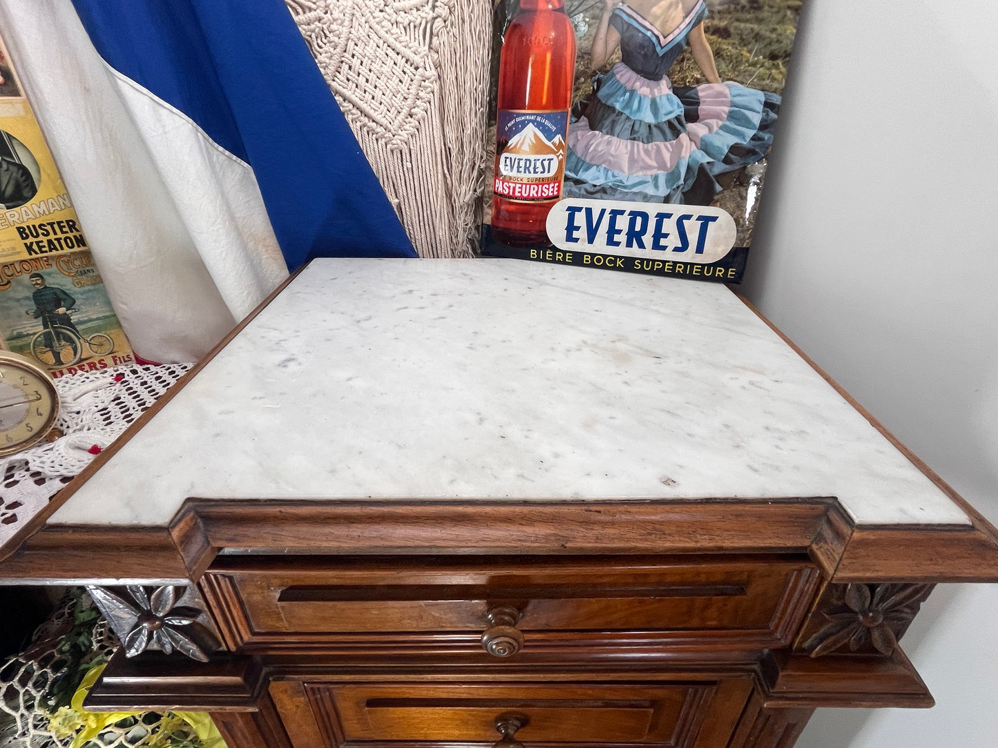 天然大理石 天板付サイドチェスト