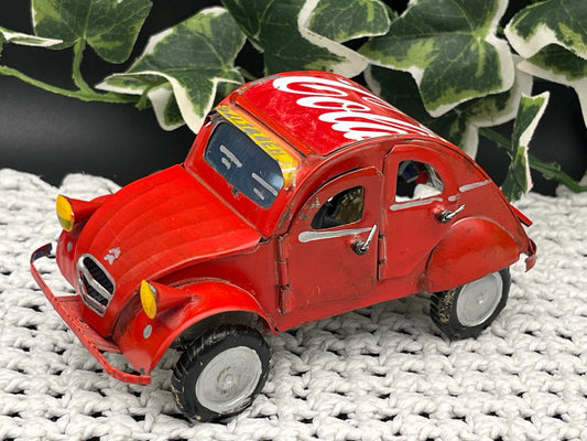 NEW ヴィンテージカー 2点セット|コカコーラ缶リメイク 2CV & ハンドメイド木製クラシックカー