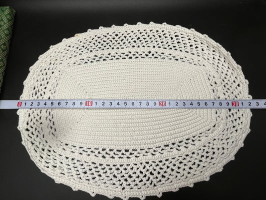 NEW ヴィンテージ クロッシェレースドイリー 楕円 32cm