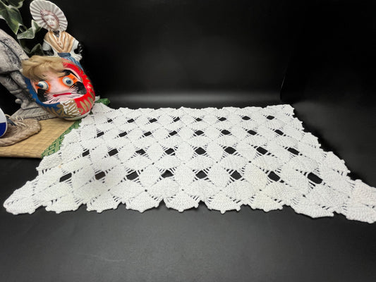 NEW フランスアンティーク ひし形モチーフ手編みクロッシェレース