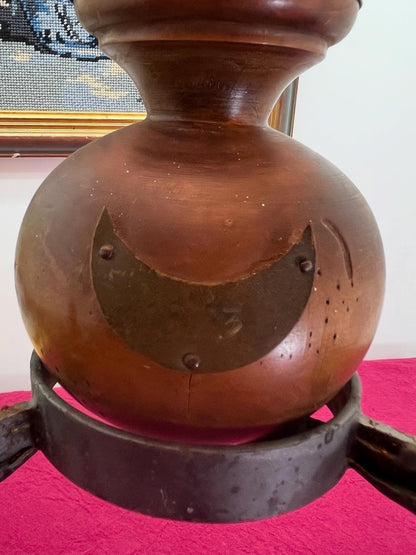 貴重なアンティークレッドガラス　アイアンウッド装飾 ペンダントライト