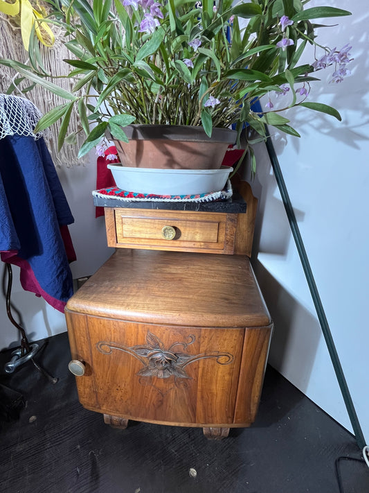 天然黒大理石　天板付きサイドチェスト