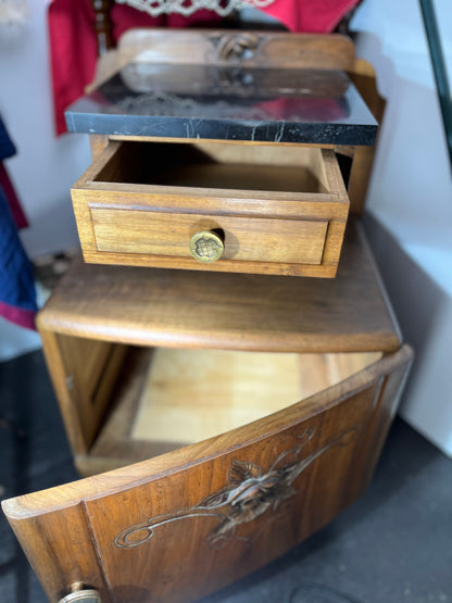 天然黒大理石　天板付きサイドチェスト