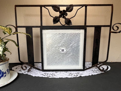 アイアンフレーム 壁掛けミラー付 キャンドルホルダー装飾付き