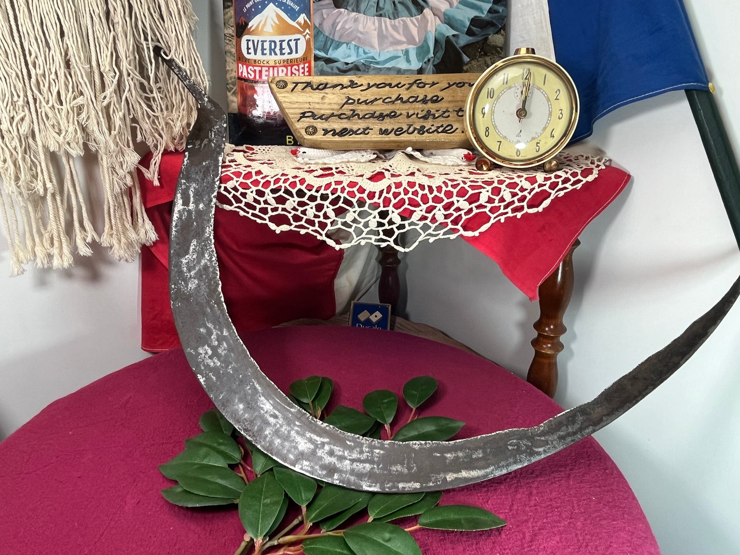 ヴィンテージ 西洋草刈り刃／スカイス型 鉄製アンティーク農具