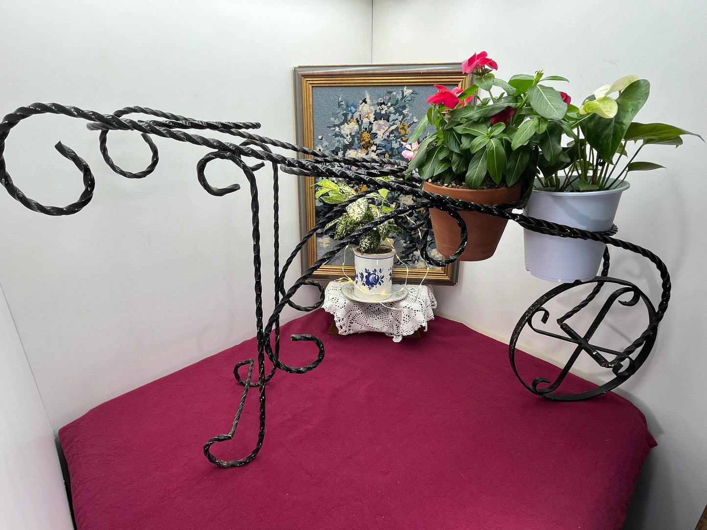 アイアン製三輪車風フラワースタンド／プランターワゴン