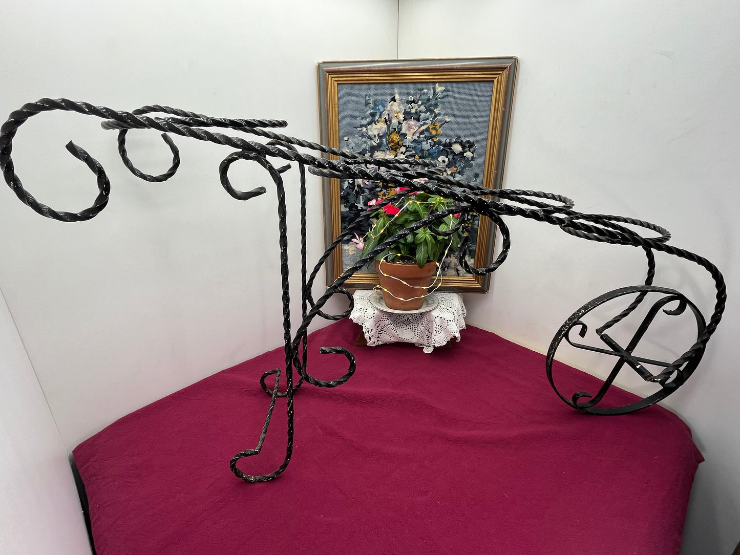 アイアン製三輪車風フラワースタンド／プランターワゴン