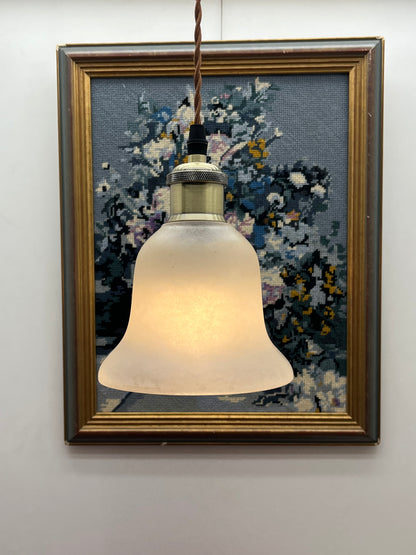 アンティーク フロストガラス 真鍮ソケットペンダントライト