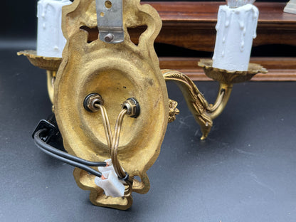 フランスアンティーク 真鍮製キャンドル装飾2灯ブラケットライト