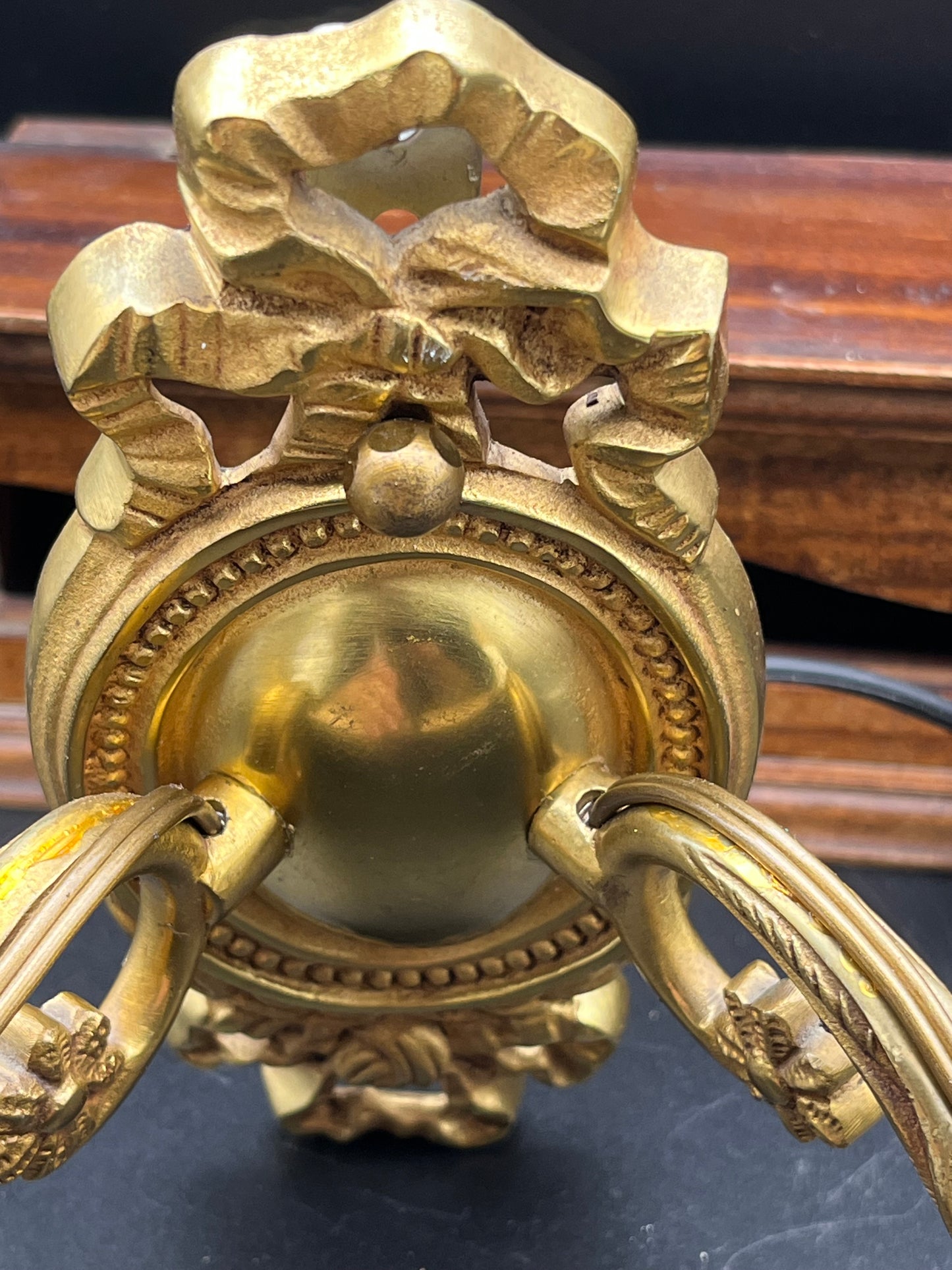 フランスアンティーク 真鍮製キャンドル装飾2灯ブラケットライト