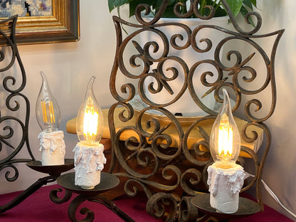 アンティーク キャンドル風装飾壁付けアイアンブラケットライト 2灯ペア