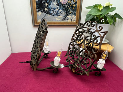 アンティーク キャンドル風装飾壁付けアイアンブラケットライト 2灯ペア