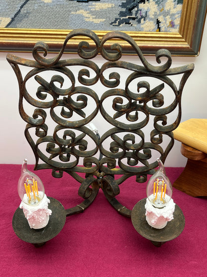 アンティーク キャンドル風装飾壁付けアイアンブラケットライト 2灯ペア