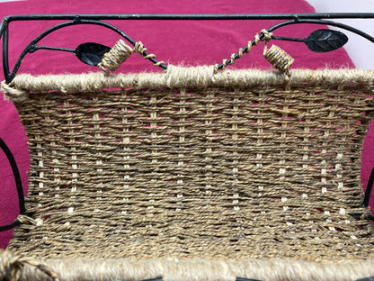 NEW フランスヴィンテージ アイアン × ラタン マガジンラック