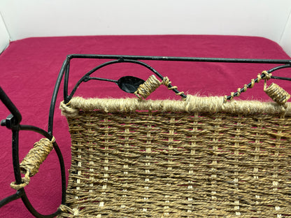 NEW フランスヴィンテージ アイアン × ラタン マガジンラック