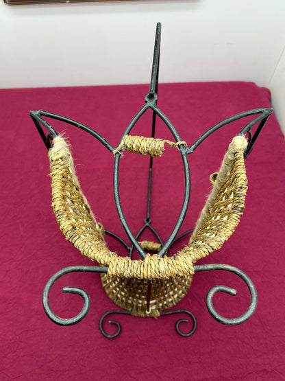 NEW フランスヴィンテージ アイアン × ラタン マガジンラック