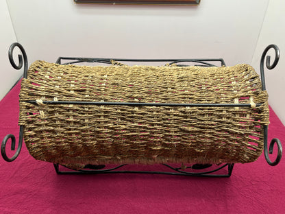 NEW フランスヴィンテージ アイアン × ラタン マガジンラック