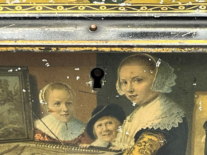 NEW ヨーロッパ アンティーク名画装飾入り錫製ブリキ缶