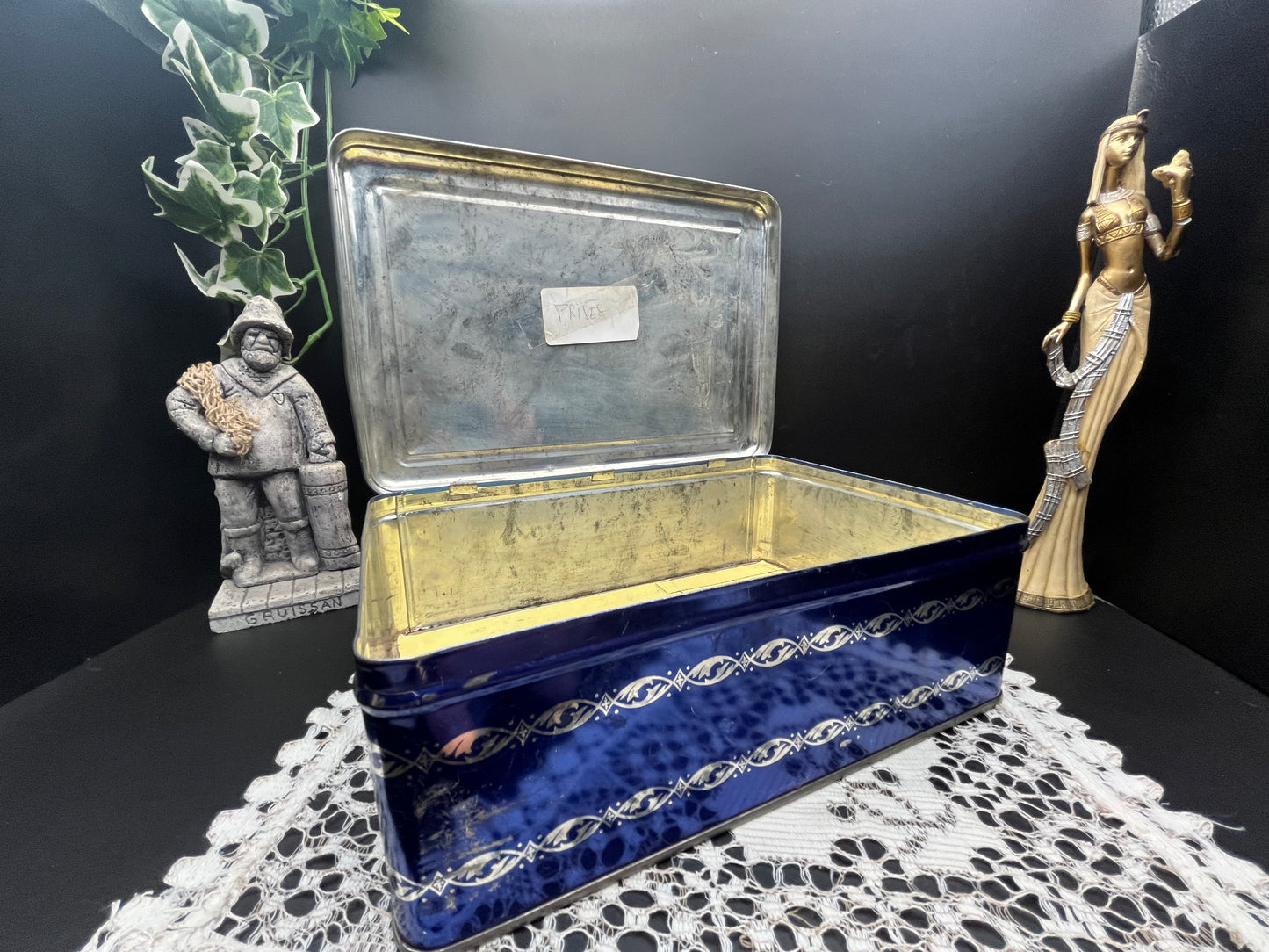 NEW フランスアンティーク缶｜ブルーローズティンボックス