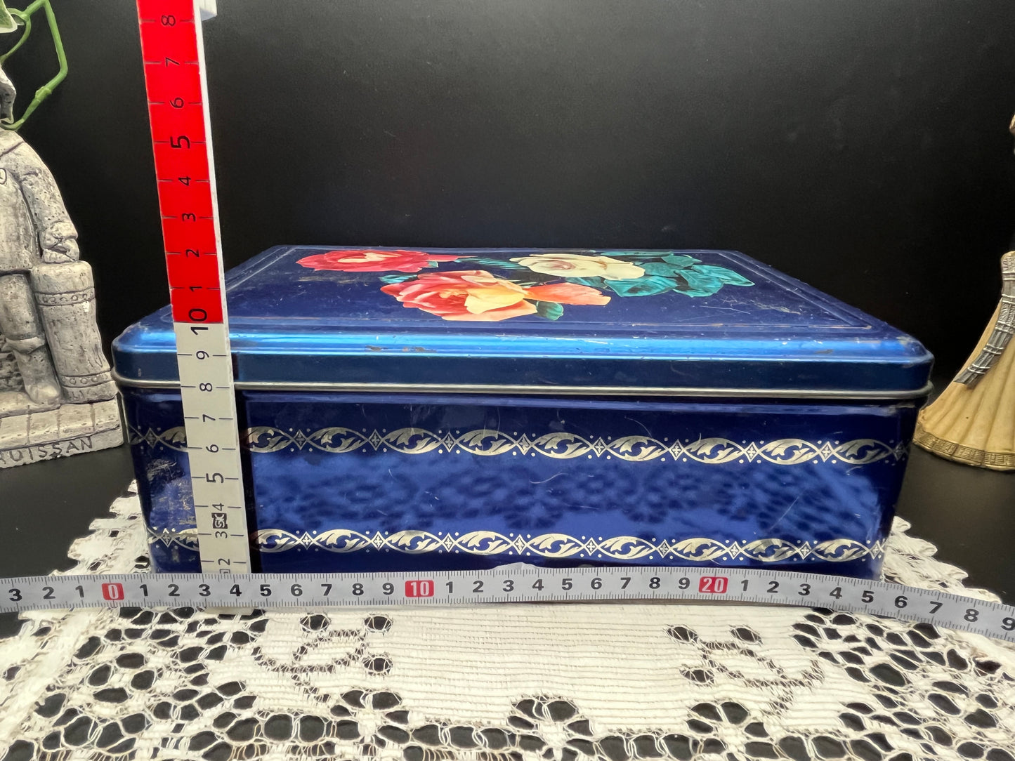 NEW フランスアンティーク缶｜ブルーローズティンボックス