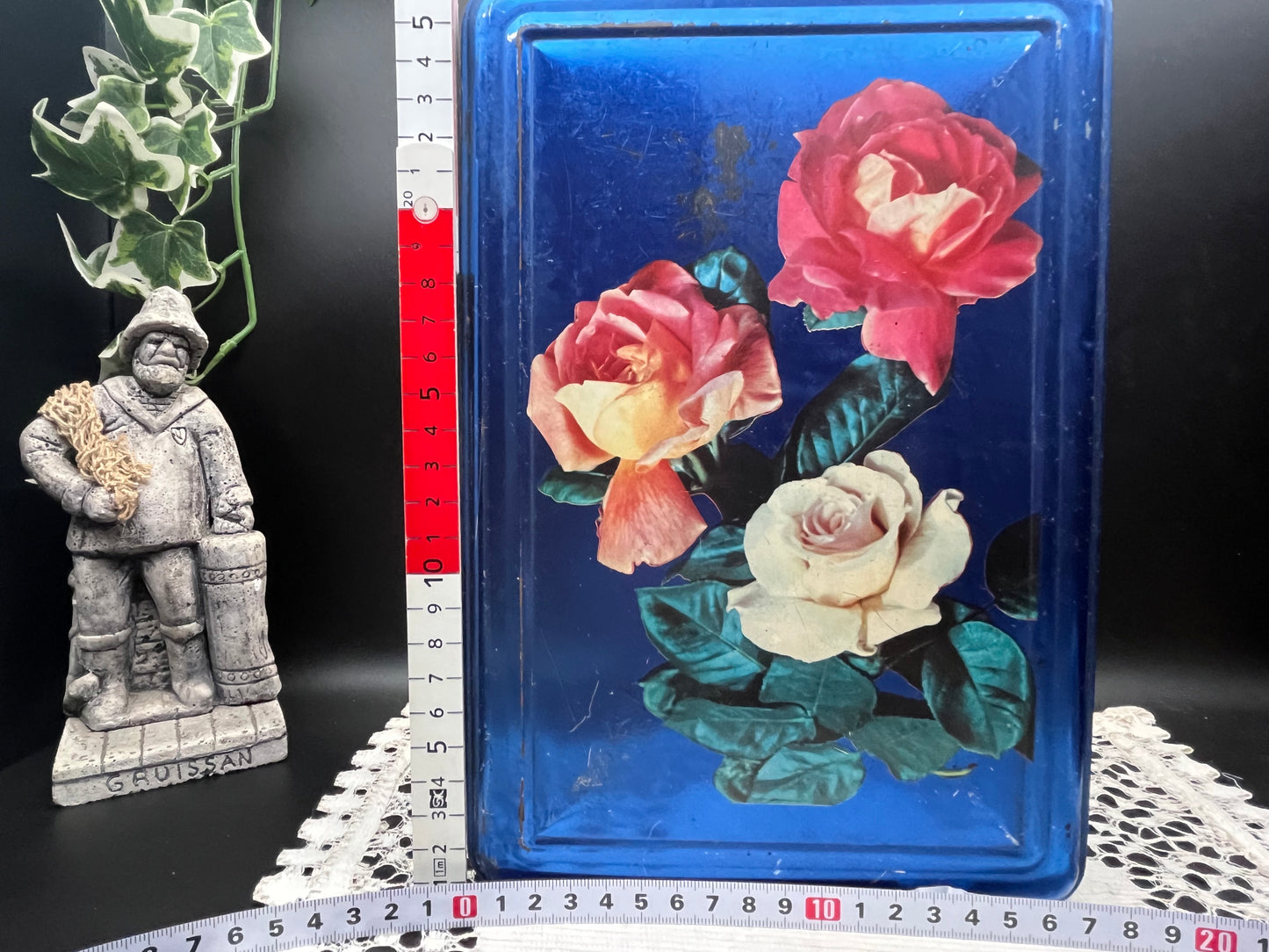 NEW フランスアンティーク缶｜ブルーローズティンボックス