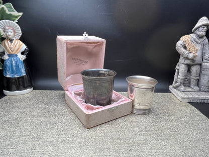 NEW フランス製　アンティーク シルバータンブラー 2客セット 箱付