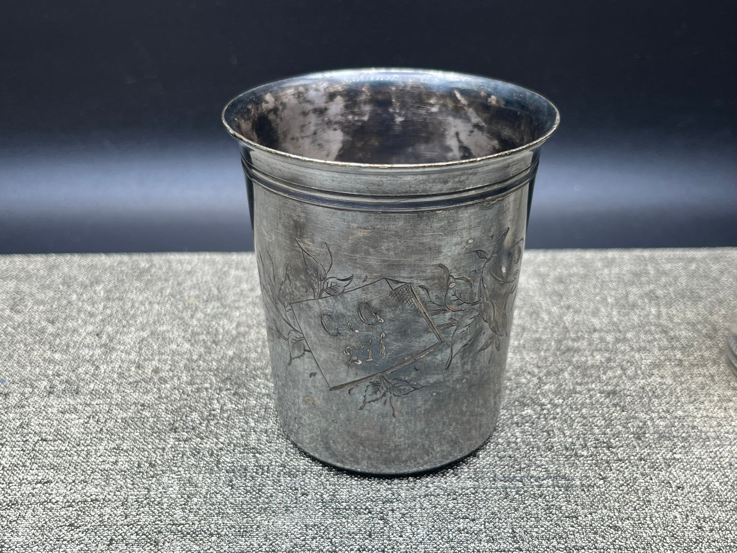 NEW フランス製　アンティーク シルバータンブラー 2客セット 箱付