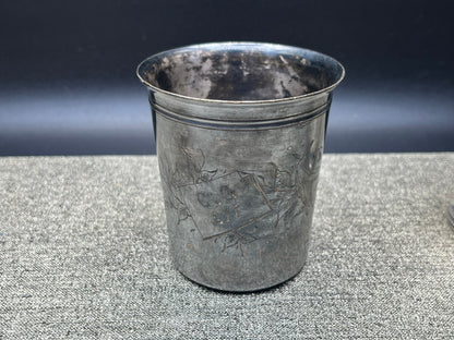 NEW フランス製　アンティーク シルバータンブラー 2客セット 箱付