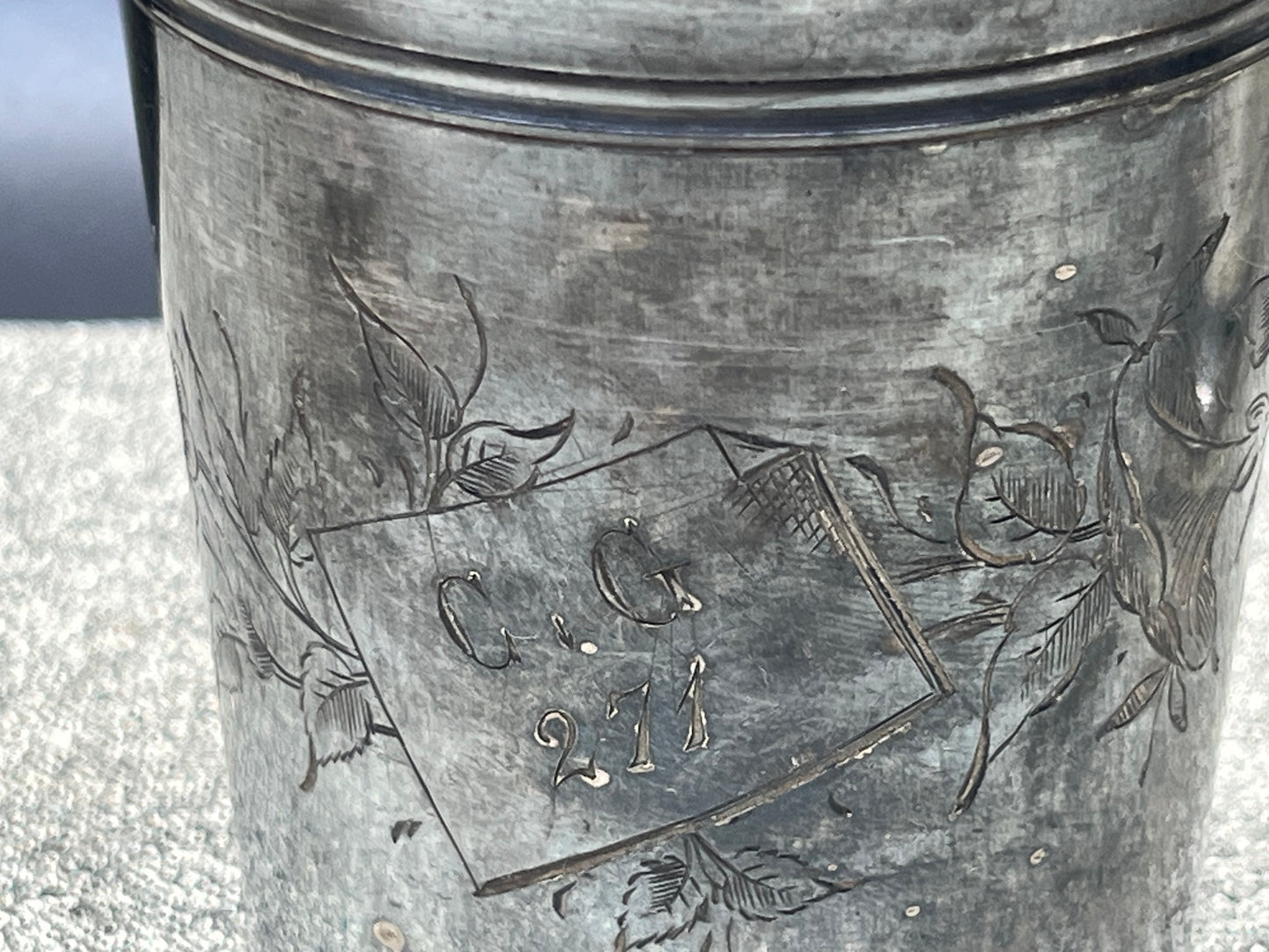 NEW フランス製　アンティーク シルバータンブラー 2客セット 箱付