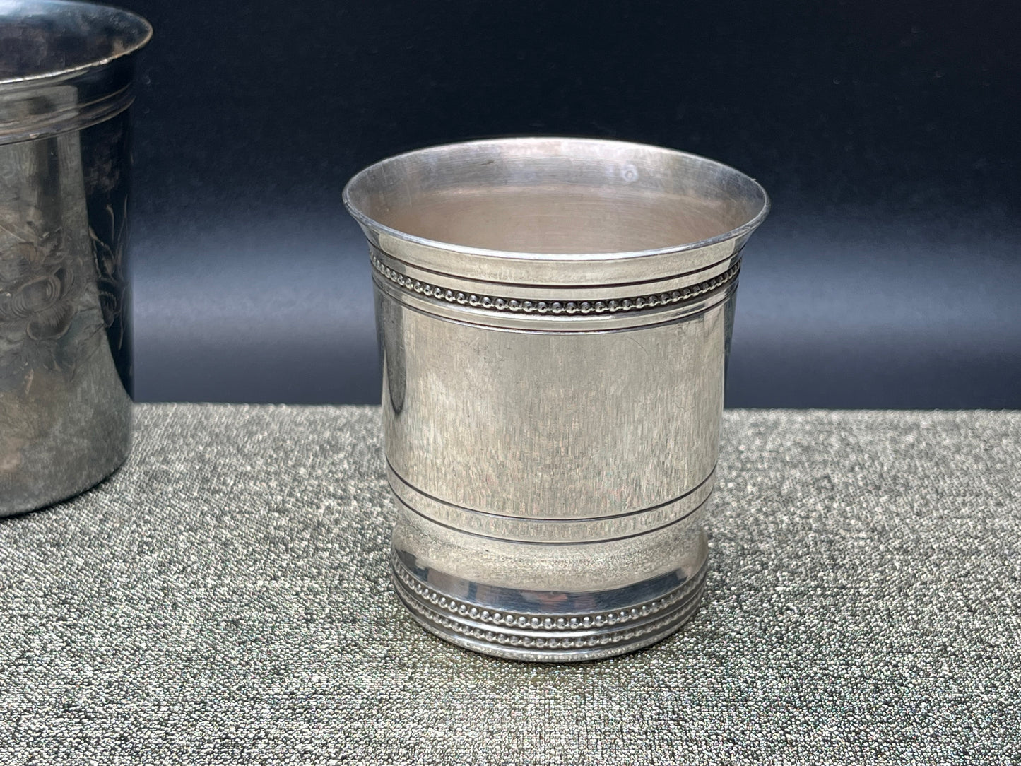 NEW フランス製　アンティーク シルバータンブラー 2客セット 箱付