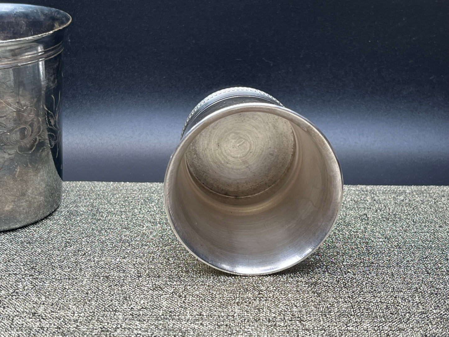 NEW フランス製　アンティーク シルバータンブラー 2客セット 箱付