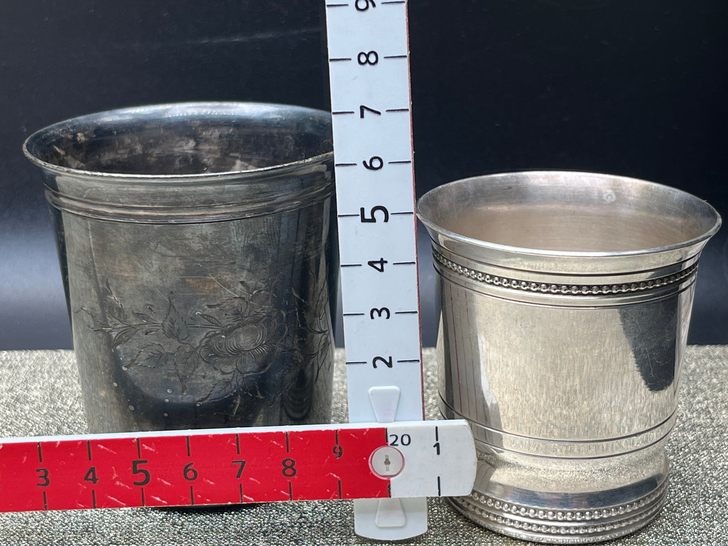 NEW フランス製　アンティーク シルバータンブラー 2客セット 箱付