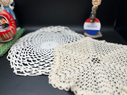 NEW フランスアンティーク 手編みクロシェレース2枚セット