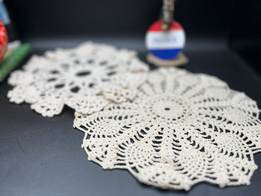 NEW フランスアンティーク 手編みクロシェレース 2枚セット