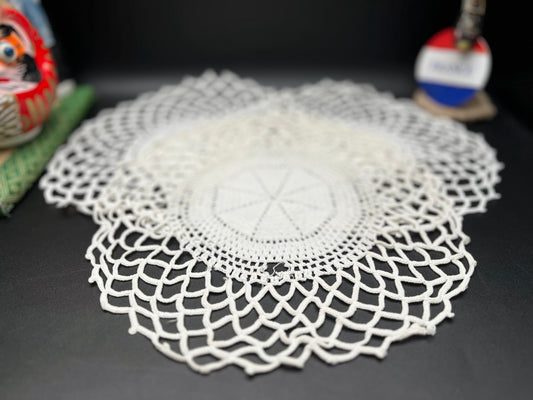 NEW フランスアンティーク手編みクロッシェレースドイリー3枚セット