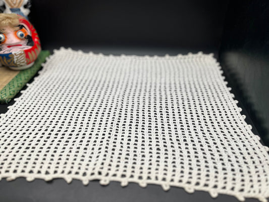 NEW フランスアンティーク 手編みクロッシェレース/スクエアマット