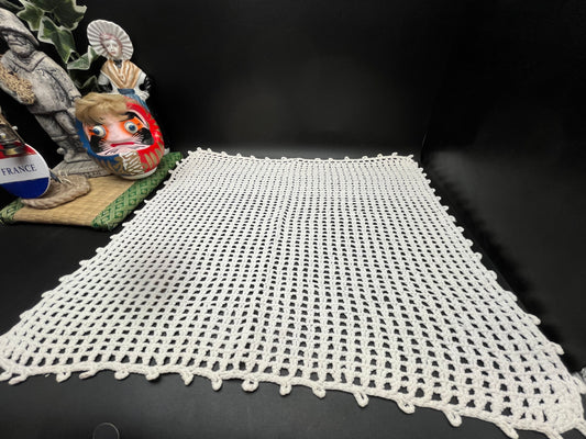 NEW フランスアンティーク 手編みクロッシェレース/スクエアマット