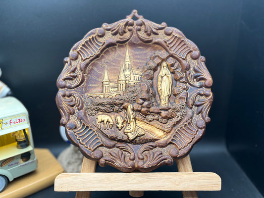 NEW フランス製 アンティーク 壁掛けプレート《Lourdes ルルドの聖母》装飾プレート