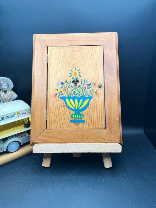 NEW 木製ハンドペイント フォークアートミラー