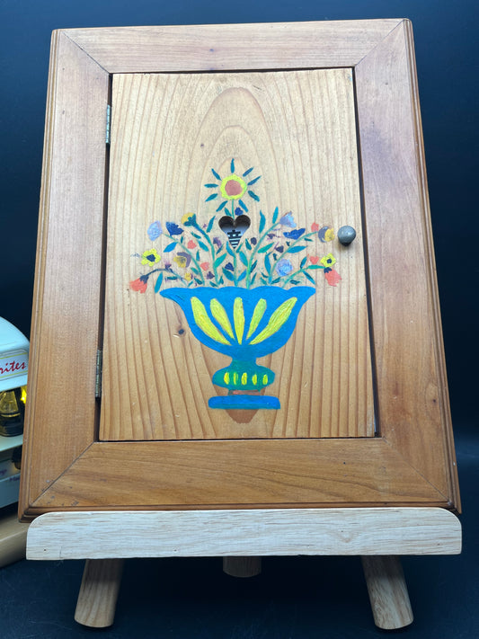 NEW 木製ハンドペイント フォークアートミラー