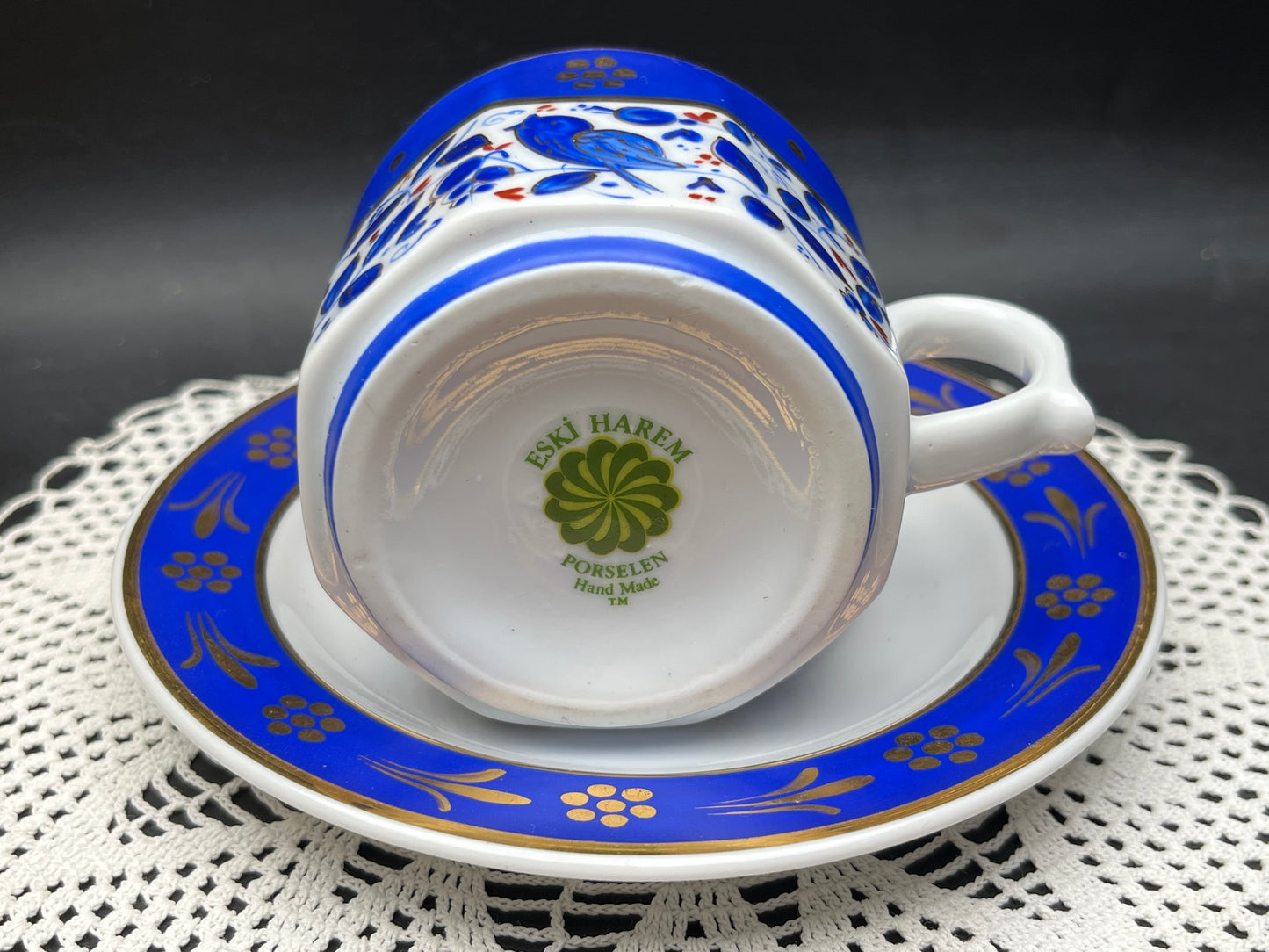 NEW トルコ ESKI HAREM  ハンドメイド カップ＆ソーサー 金彩ブルー