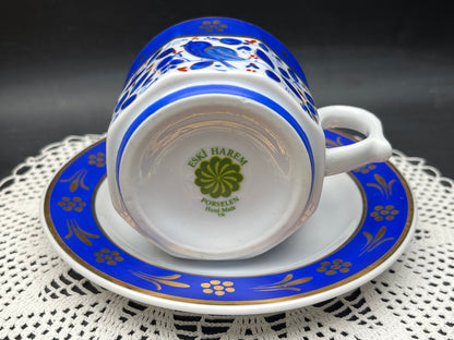 NEW トルコ ESKI HAREM  ハンドメイド カップ＆ソーサー 金彩ブルー