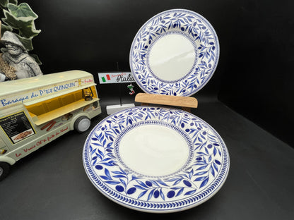 NEW イタリア製 Quadrifoglio オリーブ柄 大小皿プレート 2枚セット