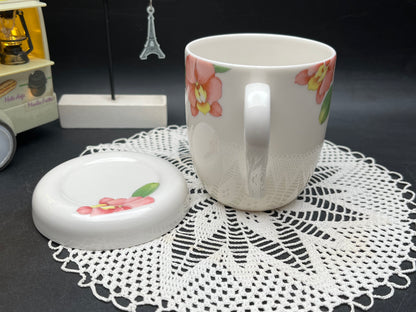 NEW フランス製 J.P.ルシアン 蓋付きフラワーマグカップ