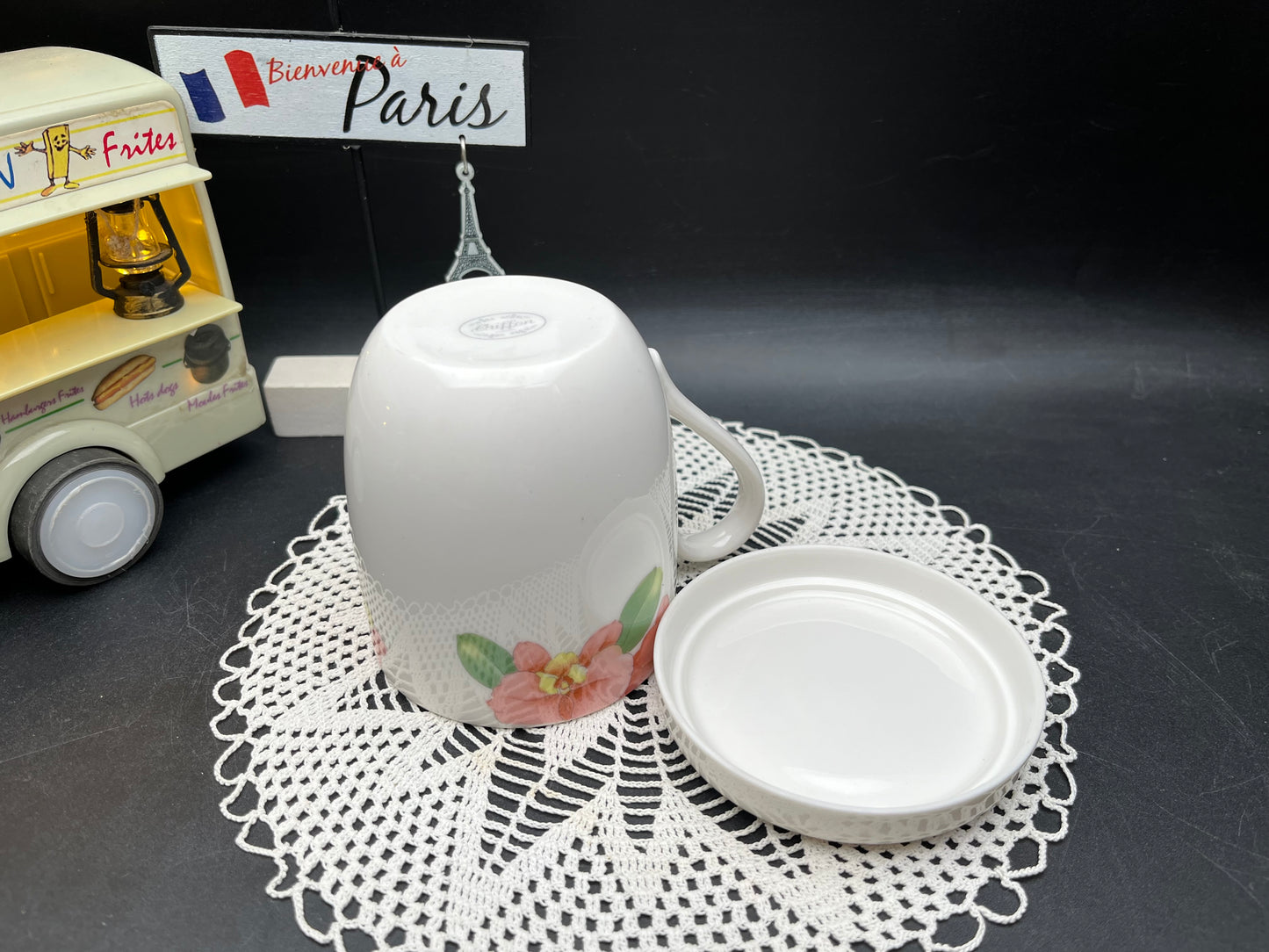 NEW フランス製 J.P.ルシアン 蓋付きフラワーマグカップ