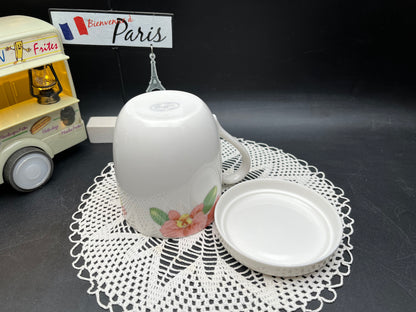 NEW フランス製 J.P.ルシアン 蓋付きフラワーマグカップ