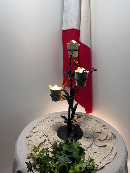 手作りフラワーポット風3灯スタンドライト